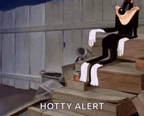 Cartoon Character Sitting on Wooden Steps