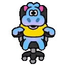 Cartoon Character Sitting with Arms Outstretched