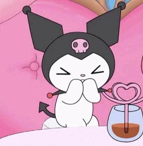 Cartoon Character Sitting With Coffee And Heart Flower GIF