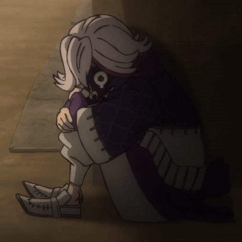 Cartoon Character Sitting With Head Down