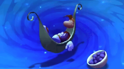 Cartoon Character Sleeping in Water Hammock