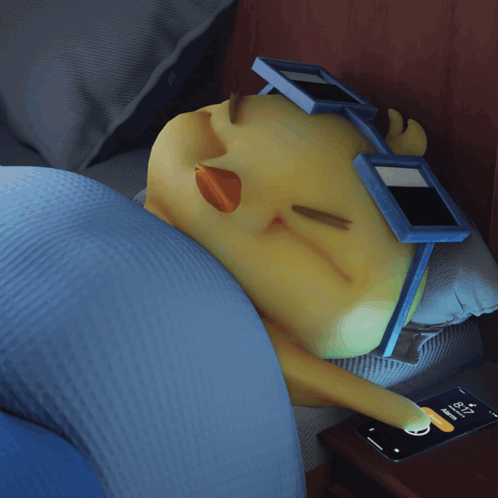 Cartoon Character Sleeping Next to Phone