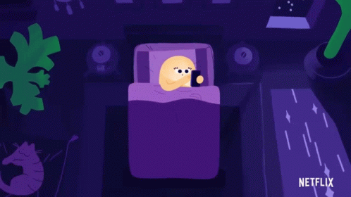 Cartoon Character Sleeping with Netflix