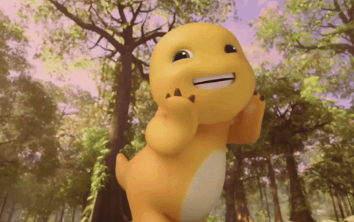 Cartoon Character Smiling in Forest