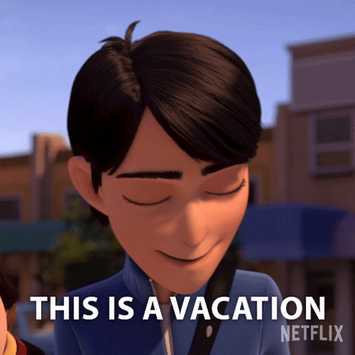 Cartoon Character Smiling Says This Is a Vacation