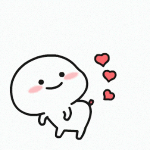 Cartoon Character Smiling With Hearts From Mouth GIF