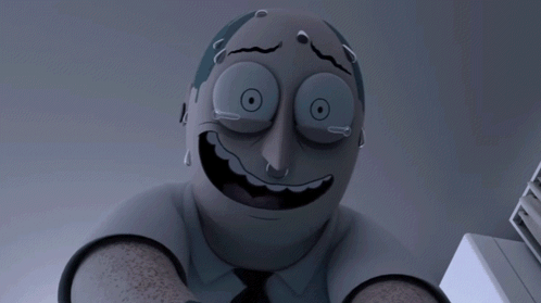 Cartoon Character Smiling with Tears