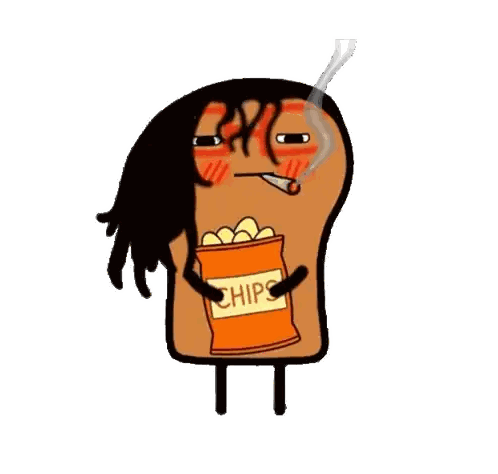 Cartoon Character Smoking Cigarette Holding Chips