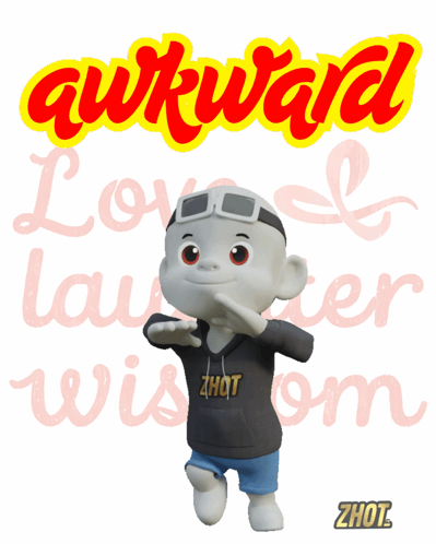 Cartoon Character Standing Before Awkward Love Sign