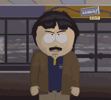 Cartoon Character Standing Before Blockbuster Sign