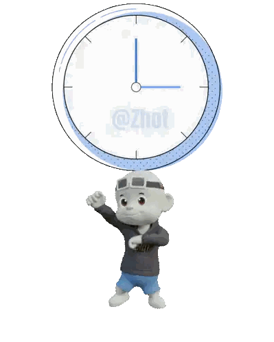 Cartoon Character Standing Before Clock