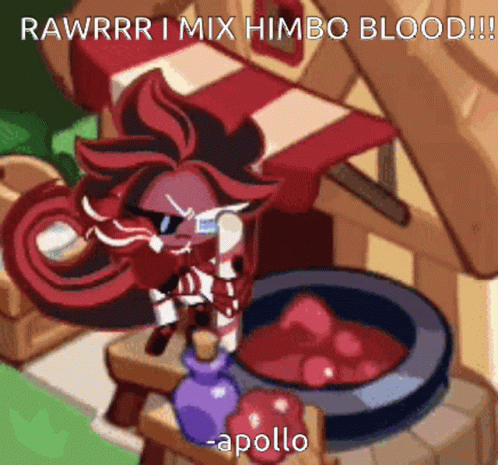 Cartoon Character Standing Before House With Bowl of Blood