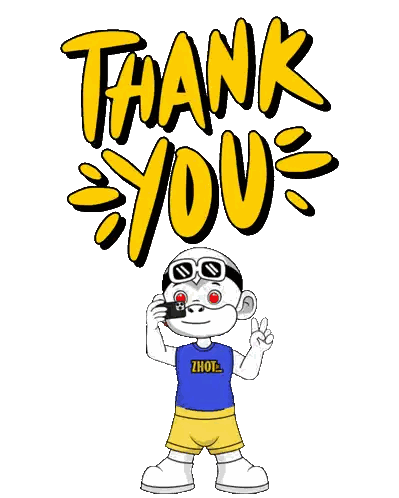 Cartoon Character Standing Before Thank You Sign