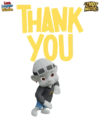 Cartoon Character Standing Before Thank You Sign