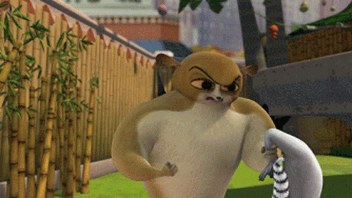 Cartoon Character Standing In Front Of Bamboo Fence GIF