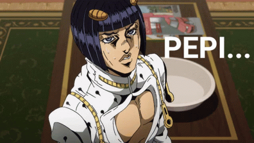 Cartoon Character Standing in Front of Pepi Table
