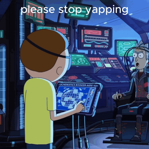 Cartoon Character Standing in Front of Screen Saying Schematics Booger-Aids V27