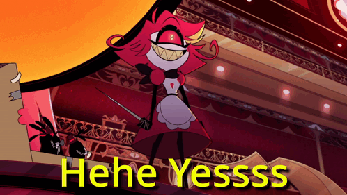 Cartoon Character Standing in Front of Sign Saying Hele Yessss