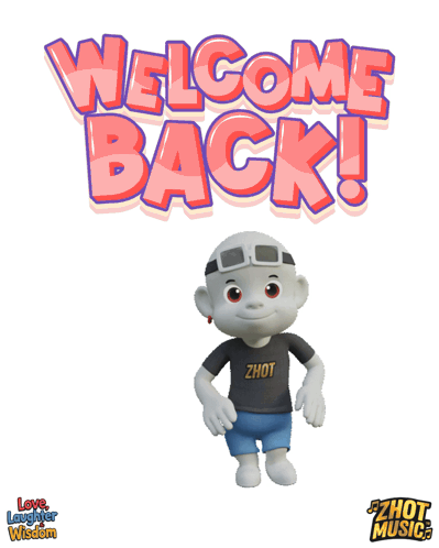 Cartoon Character Standing in Front of Welcome Back Sign