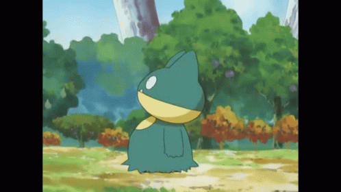 Cartoon Character Standing in Grassy Field with Trees