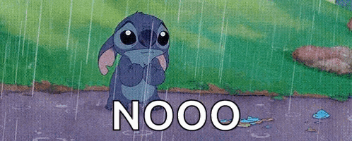 Cartoon Character Standing in Rain Nooo