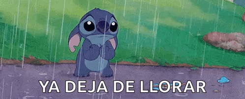 Cartoon Character Standing in Rain ya deja de llorar