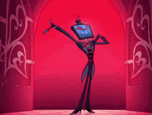 Cartoon Character Standing In Red Room GIF