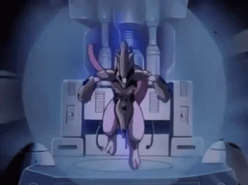 Cartoon Character Standing in Room With Purple Light