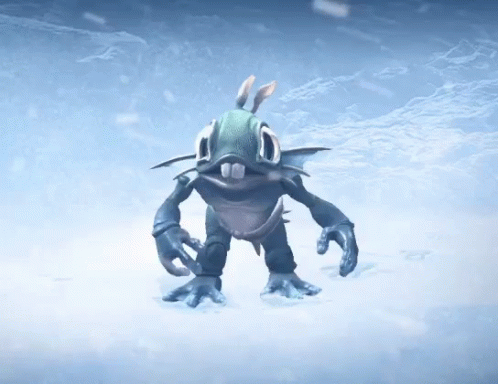 Cartoon Character Standing in Snowy Area