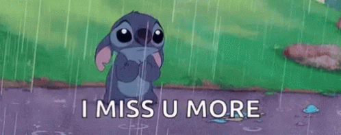 Cartoon Character Standing In The Rain Saying I Miss U More GIF