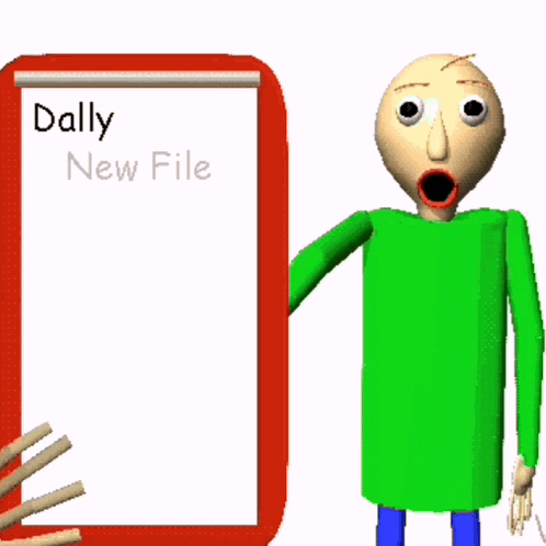 Cartoon Character Standing Next To Red Board Saying Dally New File GIF
