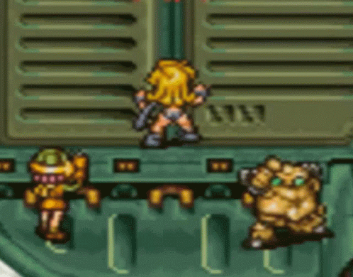 Cartoon Character Standing Next to Robot in Video Game