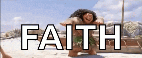 Cartoon Character Standing On Beach With Faith GIF