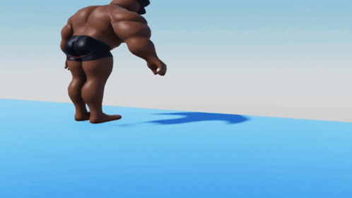 Cartoon Character Standing on Blue Surface