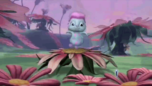 Cartoon Character Standing On Flower GIF