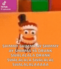 Cartoon Character Standing on Orange Surface