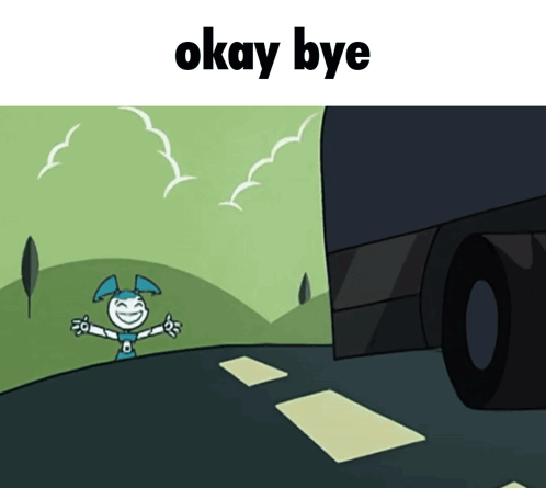 Cartoon Character Standing on Road Saying Okay Bye