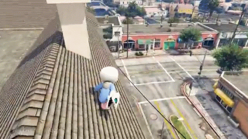 Cartoon Character Standing On Roof GIF