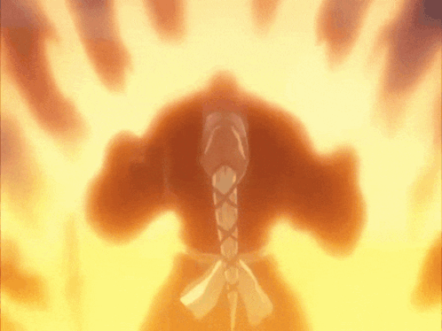 Cartoon Character Surrounded by Flames With Bow