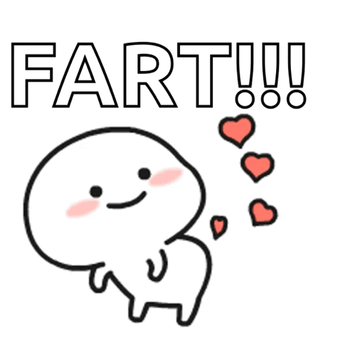 Cartoon Character Surrounded by Hearts and Fart