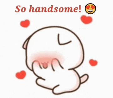 Cartoon Character Surrounded by Hearts So Handsome
