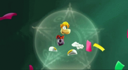 Cartoon Character Surrounded by Pieces of Paper Green Background