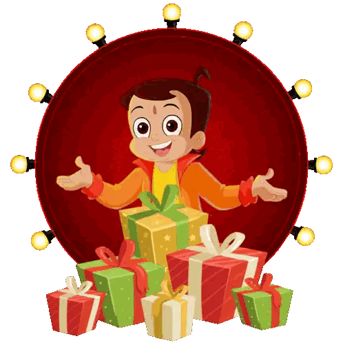 Cartoon Character Surrounded by Presents