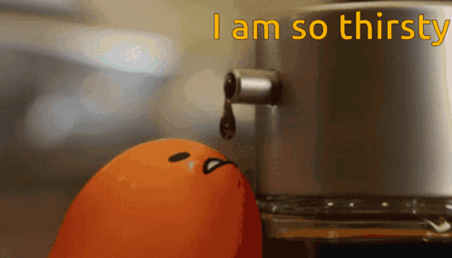 Cartoon Character Sweating Beside Glass of Water
