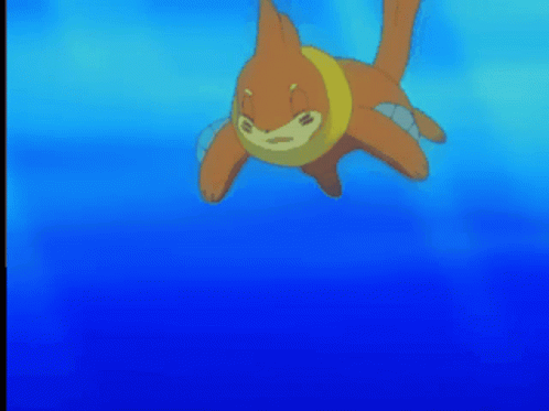 Cartoon Character Swimming in Ocean