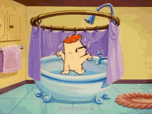 Cartoon Character Taking Bath
