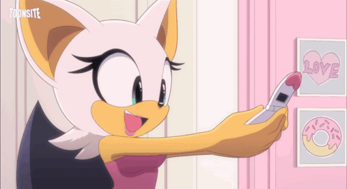 Cartoon Character Taking Selfie With Love On Wall
