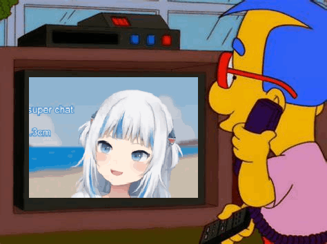 Cartoon Character Talking on Phone Watching Girl on TV