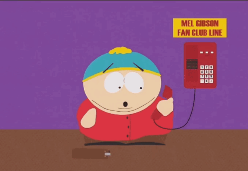 Cartoon Character Talking on Red Phone Mel Gibson Fan Club