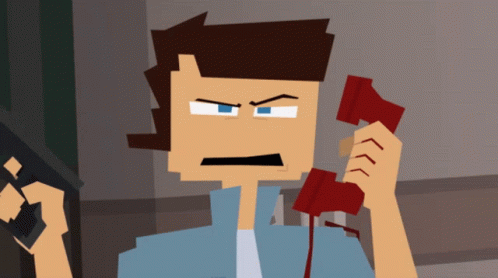 Cartoon Character Talking On Red Telephone GIF
